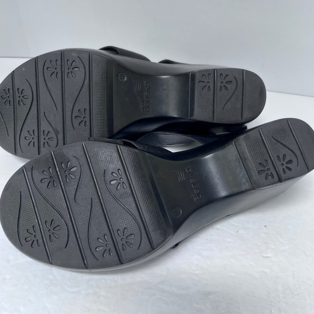Dansko Black Leather Multi Strap Wedge Sandals Slingback Womens 40 - Picture 8 of 8